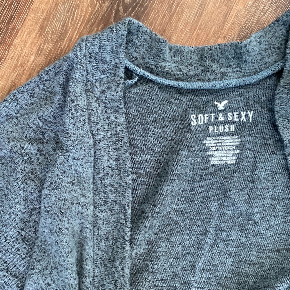 Teal hearhered American Eagle soft and sexy (super soft) cardigan sweater - Picture 2 of 2